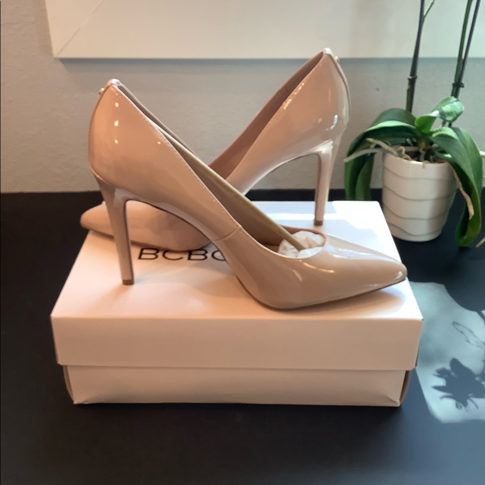 New BCBGeneration Nude patent leather heels